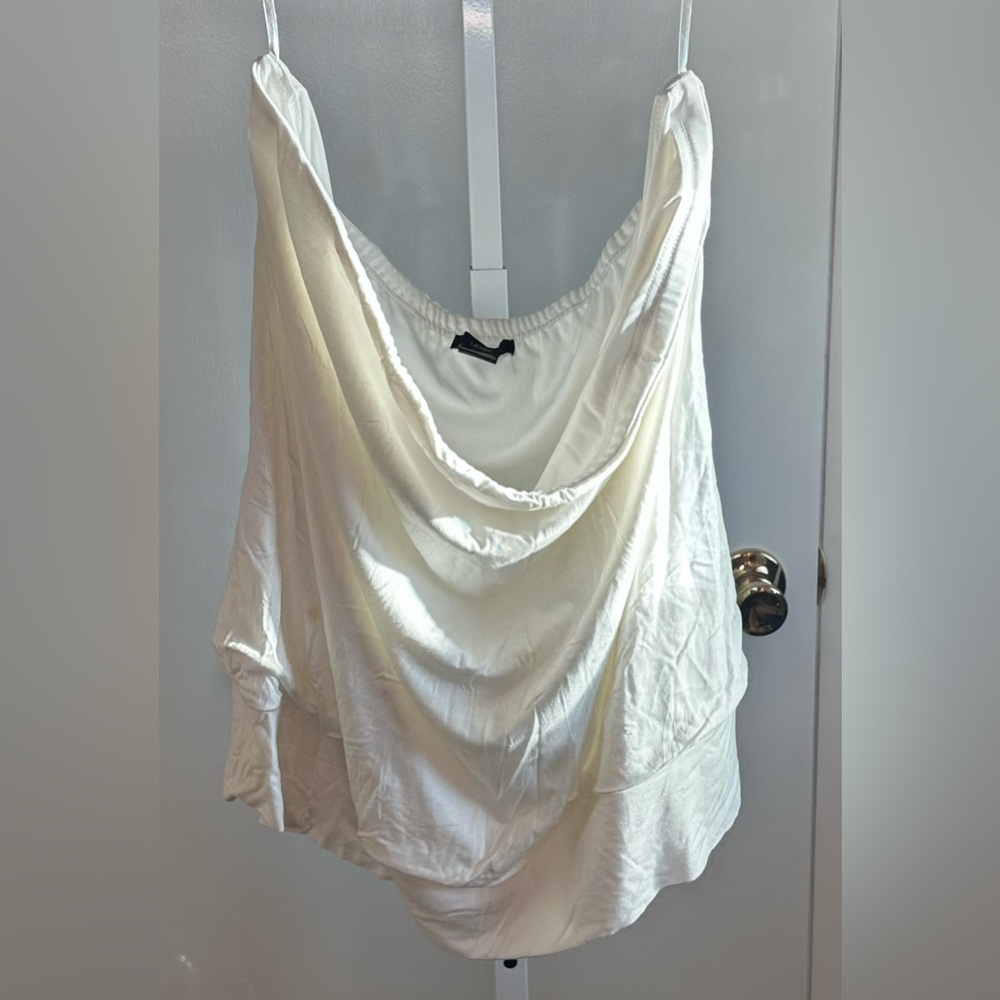 Ivory Leebe Draped Tube Top 3X | Boho Flowy Cowl Neck Blouse